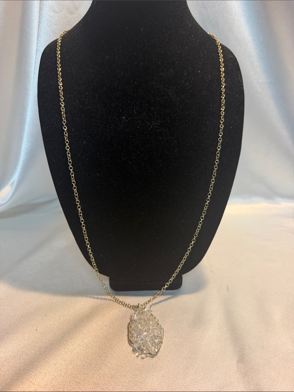 Cookie Lee Gold Crystal Cluster Pendant Necklace